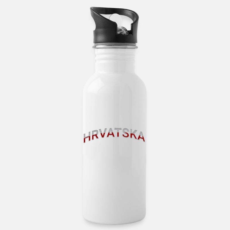 HRVATSKA - Trinkflasche mit integriertem Trinkhalm - Weiß