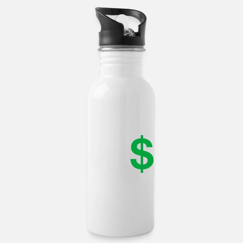 Buchstabe u Dollar - Trinkflasche mit integriertem Trinkhalm - Weiß