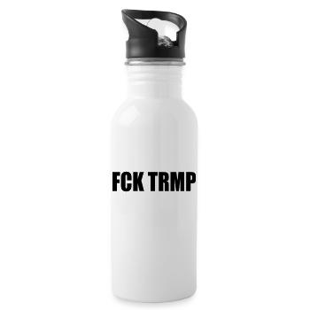 FCK TRMP - Trinkflasche mit integriertem Trinkhalm - Weiß - Rechts