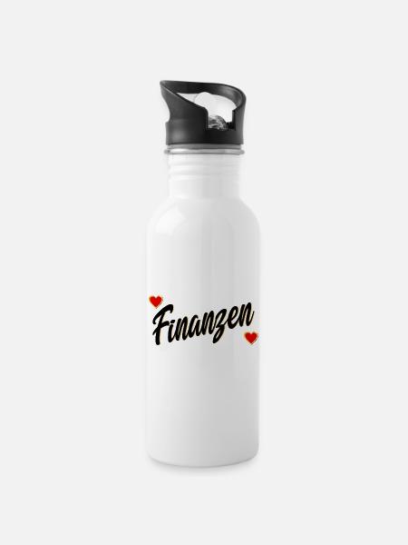 GELD LIEBEN FINANZEN - Trinkflasche mit integriertem Trinkhalm - Weiß