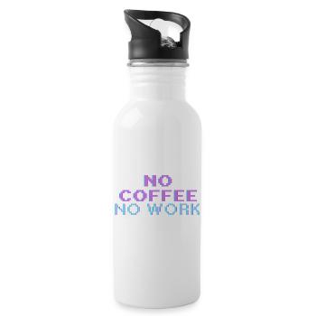 No Coffee No Work – Retro Gaming Pixel Art T-Shirt - Water bottle with straw - white - Right