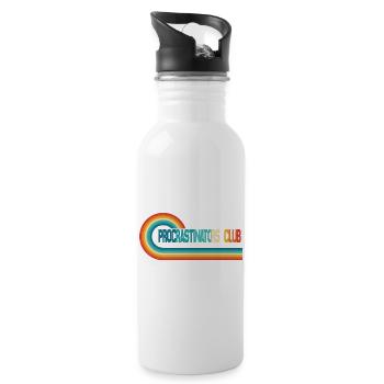 Prokrastinierer-Club, wir machen es morgen - Trinkflasche mit integriertem Trinkhalm - Weiß - Rechts