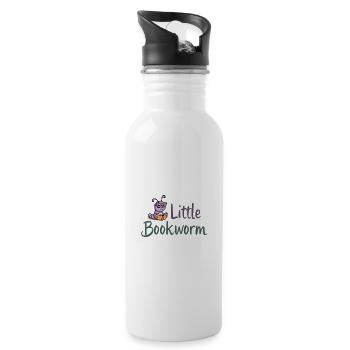 Little Bookworm - Lesewurm Bücherwurm - Trinkflasche mit integriertem Trinkhalm - Weiß - Rechts