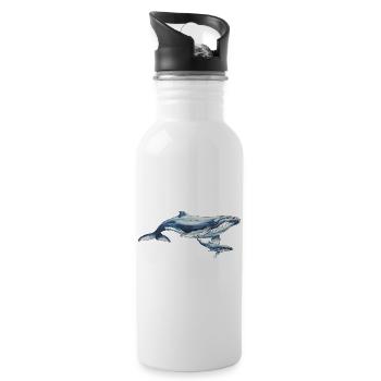 Whale And Calf Animal Lover - Water bottle with straw - white - Right