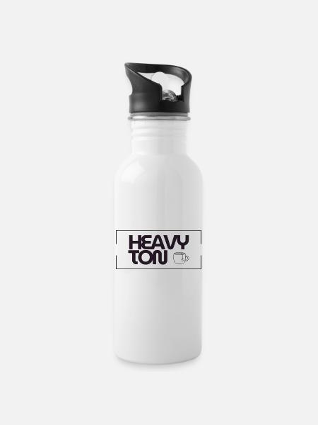 HeavyTon - Water bottle with straw - white