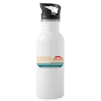 37th Birthday 1988 Vintage 1988 Retro Sunset - Water bottle with straw - white - Right