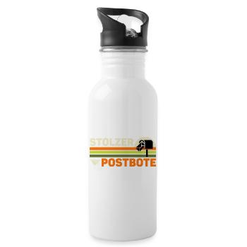 Briefträger STOLZER POSTBOTE Retro Lustiges - Trinkflasche mit integriertem Trinkhalm - Weiß - Rechts