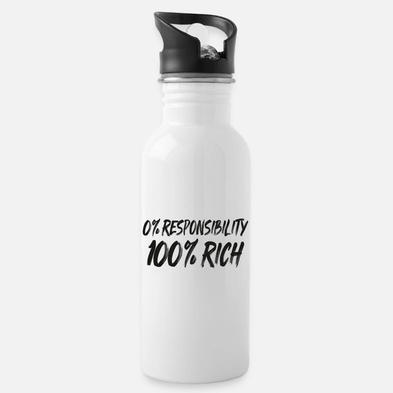 0% Responsibility 100% Wealth - Water bottle with straw - white