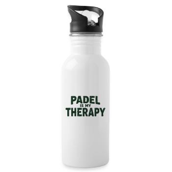 Padel is my Therapy Sportler Statement - Trinkflasche mit integriertem Trinkhalm - Weiß - Rechts