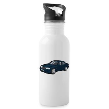 Blue Vintage Car Cartoon Car - Water bottle with straw - white - Right