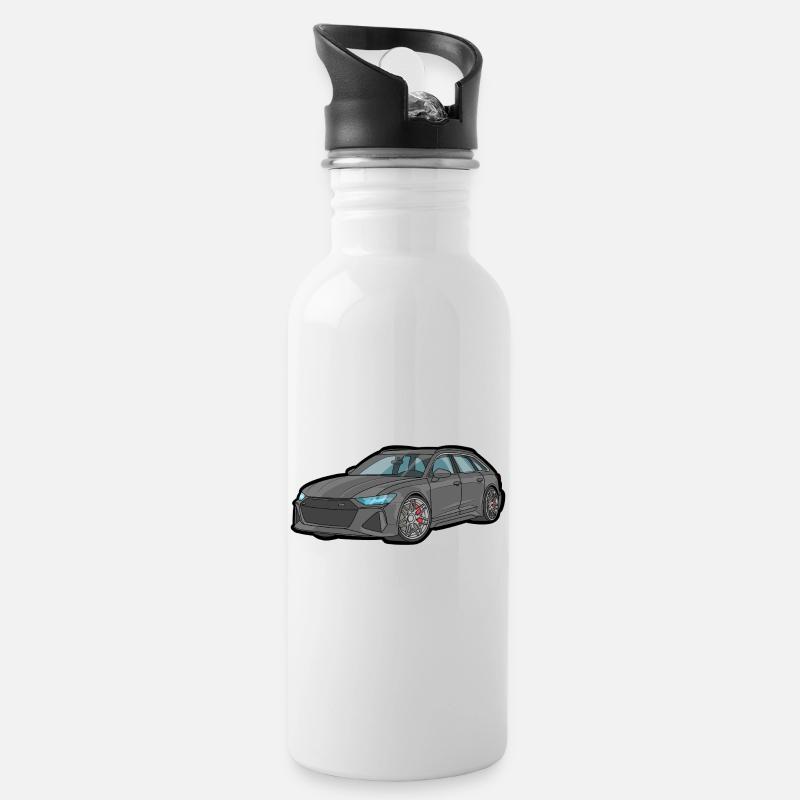 Grau Sportkombi Racing Flair - Trinkflasche mit integriertem Trinkhalm - Weiß