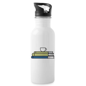 Stack of books Coffee mug Coloured - Water bottle with straw - white - Right