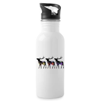 Hirsch - Trinkflasche mit integriertem Trinkhalm - Weiß - Rechts