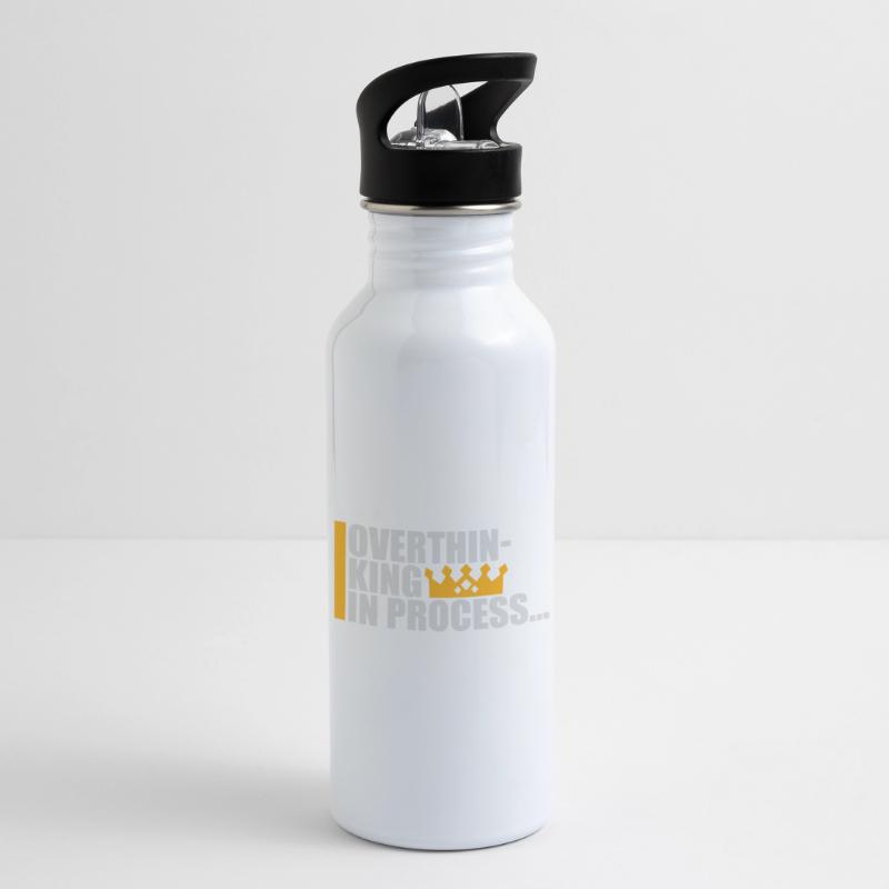 Overthinking In Process Funny Brooding Saying Logo Water bottle with straw