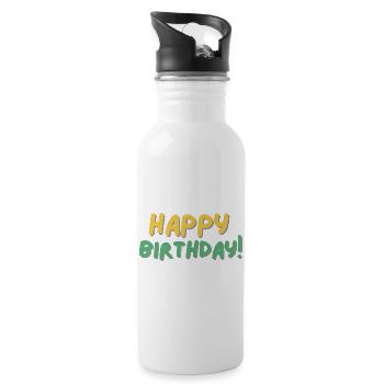 Happy Birthday - Trinkflasche mit integriertem Trinkhalm - Weiß - Rechts