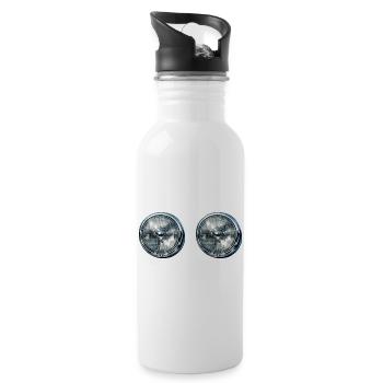 Double Headlight Reflections - Water bottle with straw - white - Right