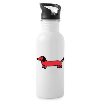 Jagdhund Dackel Profil Vektor - Trinkflasche mit integriertem Trinkhalm - Weiß - Rechts