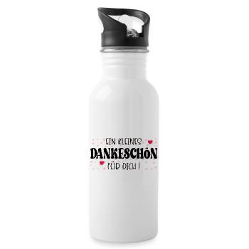 Kleines Dankeschön - Trinkflasche mit integriertem Trinkhalm - Weiß - Rechts