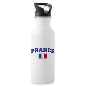 Frankreich Fan - Trinkflasche mit integriertem Trinkhalm - Weiß - Rechts