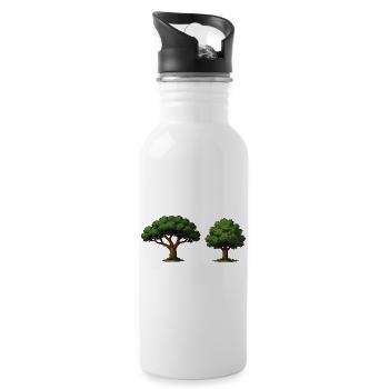 Baumduo Apfelbaum im Gleichgewicht - Trinkflasche mit integriertem Trinkhalm - Weiß - Rechts