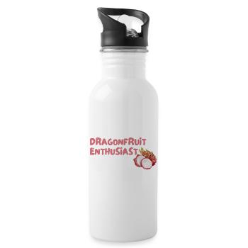 Drachenfrucht Enthusiast - Trinkflasche mit integriertem Trinkhalm - Weiß - Rechts