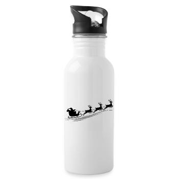 Santa Claus Sleigh Reindeer - Water bottle with straw - white - Right