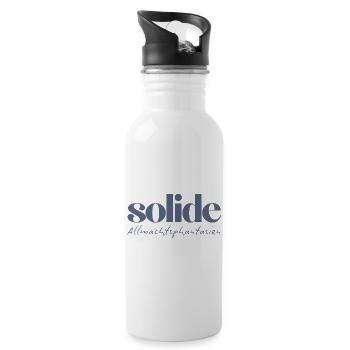 Solide Allmachtsphantasien – witzige Typographie - Trinkflasche mit integriertem Trinkhalm - Weiß - Rechts