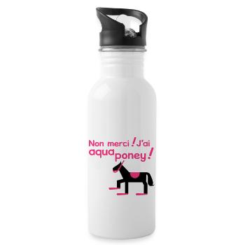 Aqua Poney - Gourde avec paille intégrée - blanc - Droite