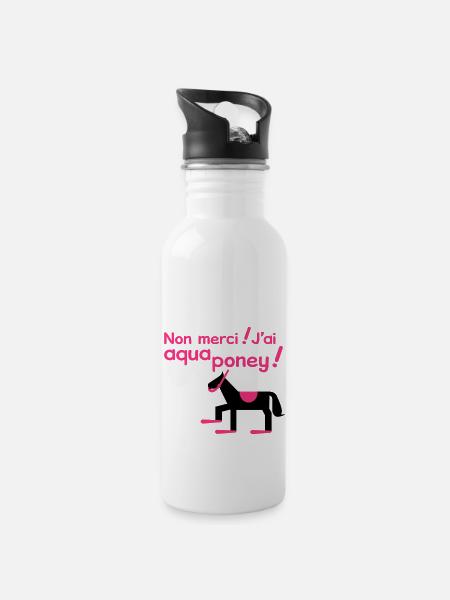 Aqua Poney - Gourde avec paille intégrée - blanc