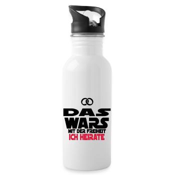 das wars ich heirate - Trinkflasche mit integriertem Trinkhalm - Weiß - Rechts
