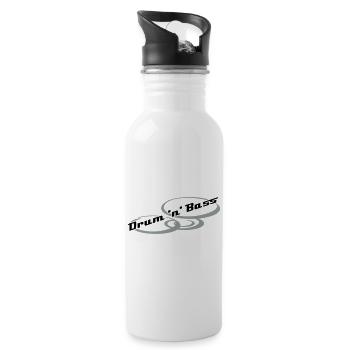 Drum 'n' Bass Design - Trinkflasche mit integriertem Trinkhalm - Weiß - Rechts