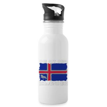 Die mit dem Isländer - Trinkflasche mit integriertem Trinkhalm - Weiß - Rechts