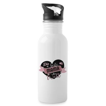 Die beste Mama der Welt - Trinkflasche mit integriertem Trinkhalm - Weiß - Rechts