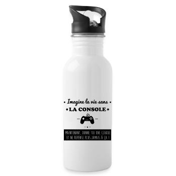 La console,geek,gamer,gaming - Gourde avec paille intégrée - blanc - Droite