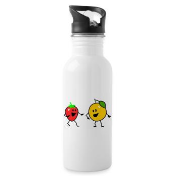 fruit salad one - Trinkflasche mit integriertem Trinkhalm - Weiß - Rechts