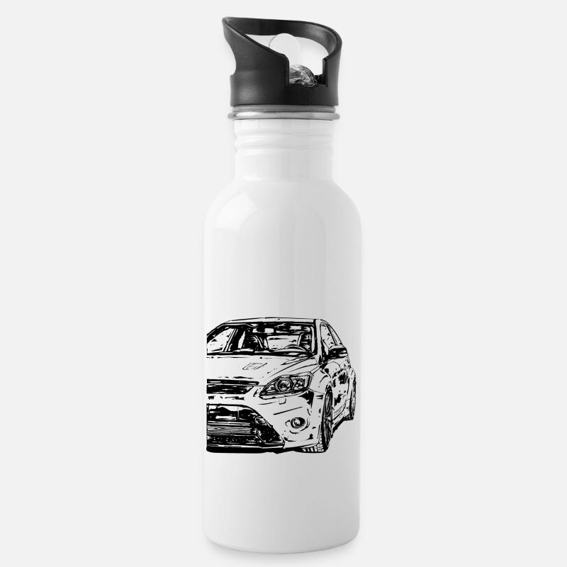 fast car - Water bottle with straw - white