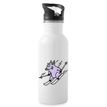 pistensau_02_c_3c - Trinkflasche mit integriertem Trinkhalm - Weiß - Rechts