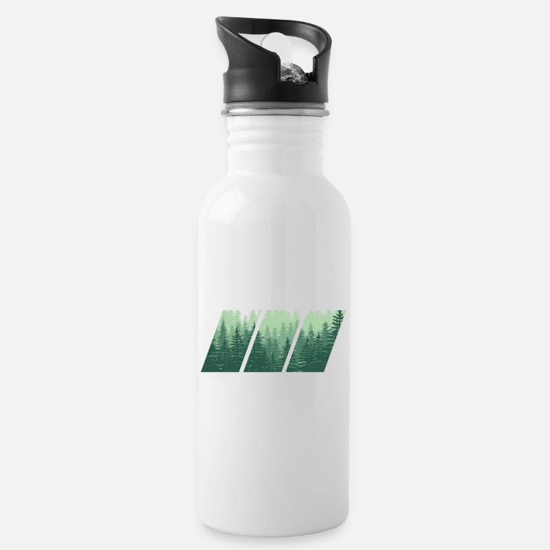 Bäume - Trinkflasche mit integriertem Trinkhalm - Weiß