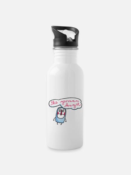 The German Angst - Trinkflasche mit integriertem Trinkhalm - Weiß