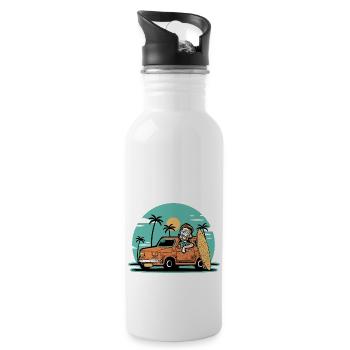 Hipster surfer - Water bottle with straw - white - Right
