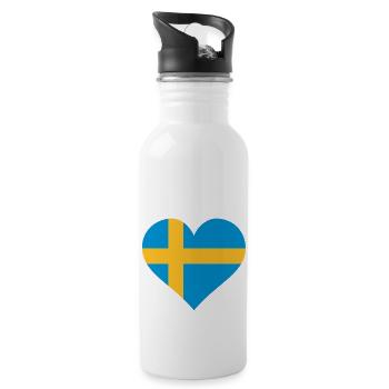 schweden herz - Water bottle with straw - white - Right