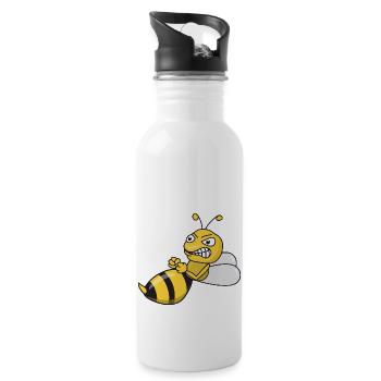 Drôle d'abeilles frelons insectes - Gourde avec paille intégrée - blanc - Droite