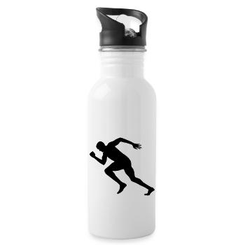 Sprinter, Läufer, Laufen - Trinkflasche mit integriertem Trinkhalm - Weiß - Rechts