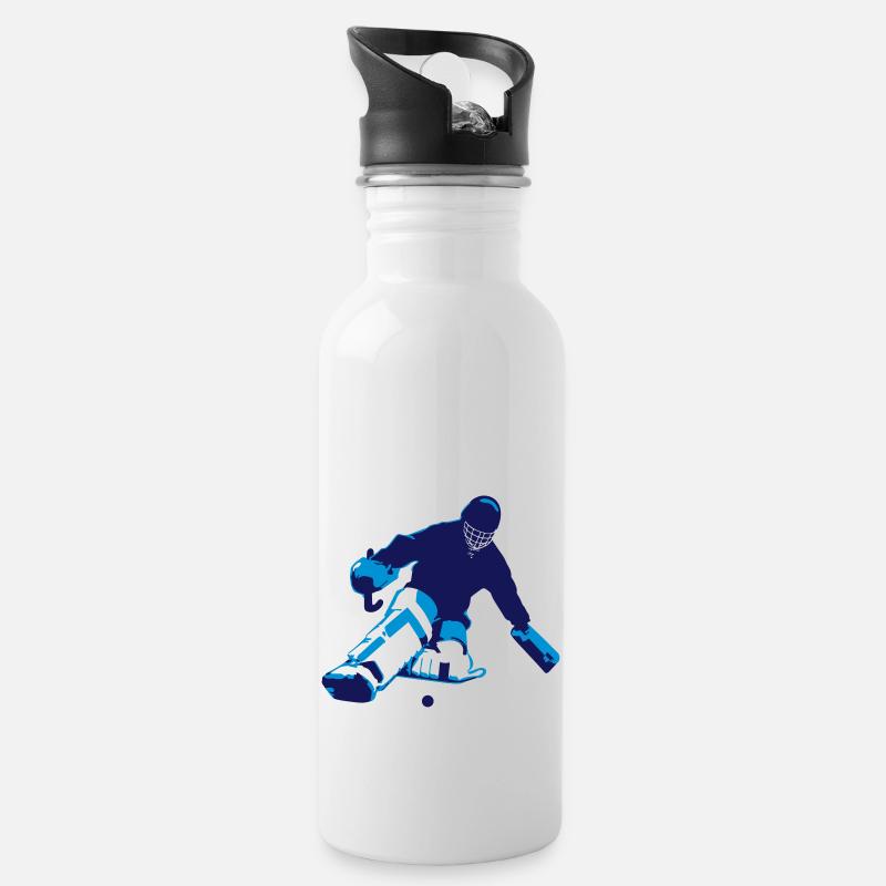 Feldhockey Torwart - Trinkflasche mit integriertem Trinkhalm - Weiß