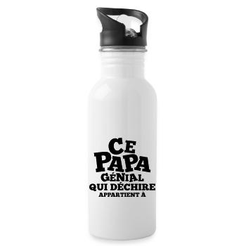 ce papa génial qui déchire appartient à (prénom) - Gourde avec paille intégrée - blanc - Droite
