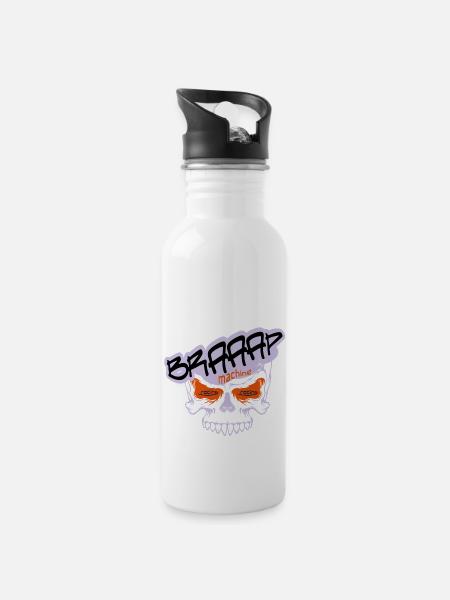 Braaap Machine - Trinkflasche mit integriertem Trinkhalm - Weiß