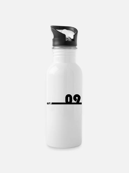 09_Black_Bauhaus93 - Trinkflasche mit integriertem Trinkhalm - Weiß