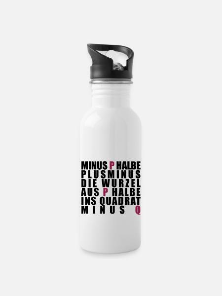 p-q-Formel - Trinkflasche mit integriertem Trinkhalm - Weiß