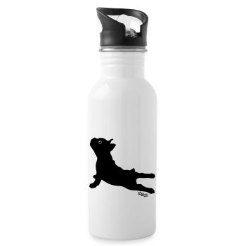 Aphrodite | Französische Bulldogge - Trinkflasche mit integriertem Trinkhalm - Weiß - Rechts