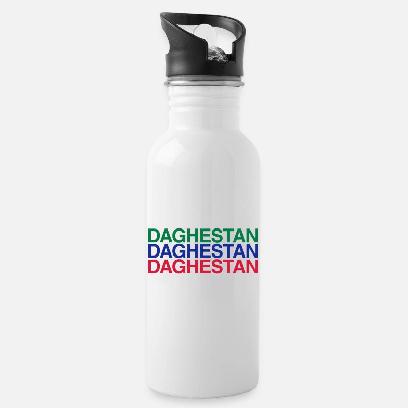 DAGHESTAN Flagge Dagestan - Trinkflasche mit integriertem Trinkhalm - Weiß